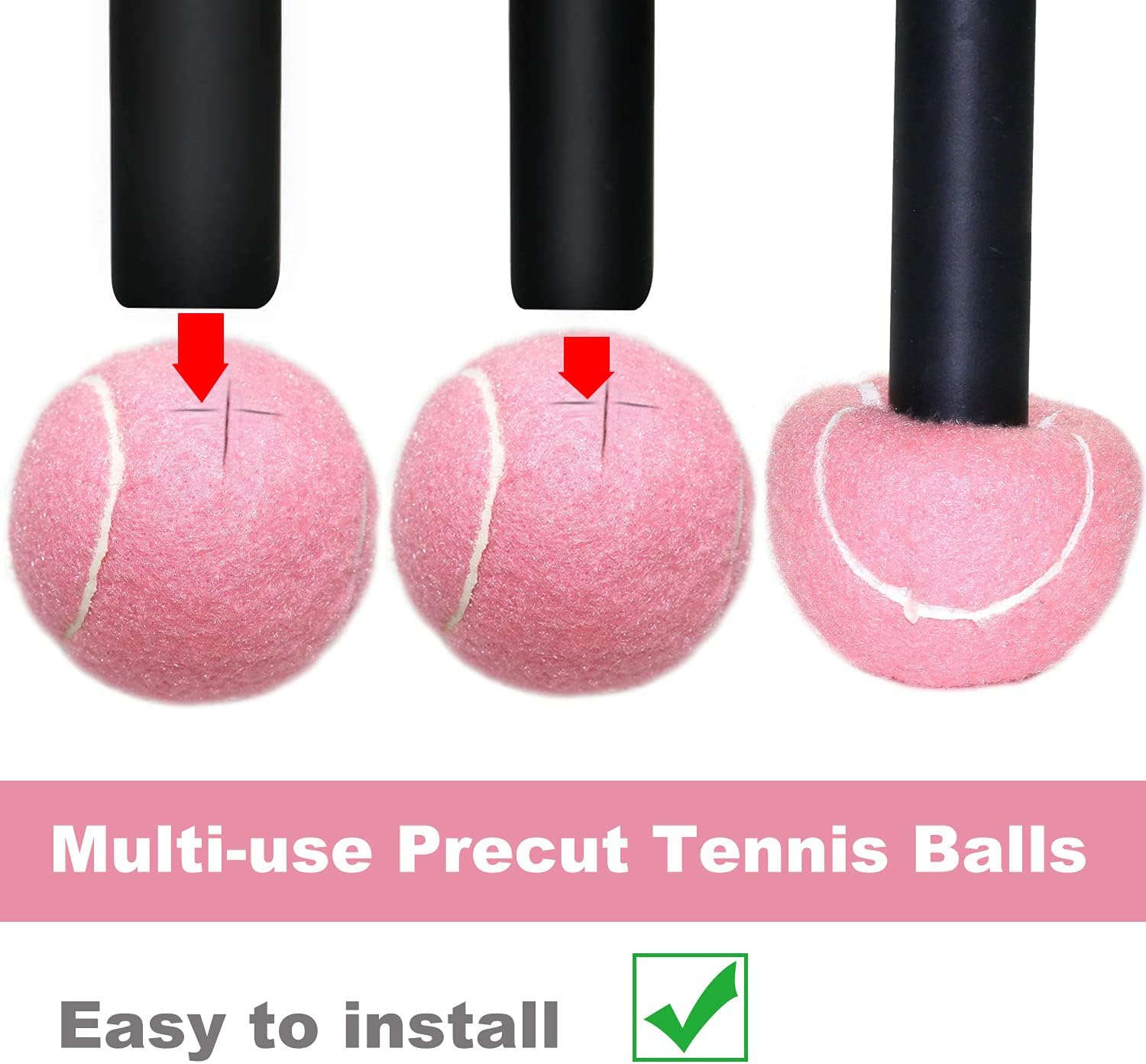 URBEST Walker Tennis Balls 4pcs Precut Heavy Duty Tennis Balls for Walkers