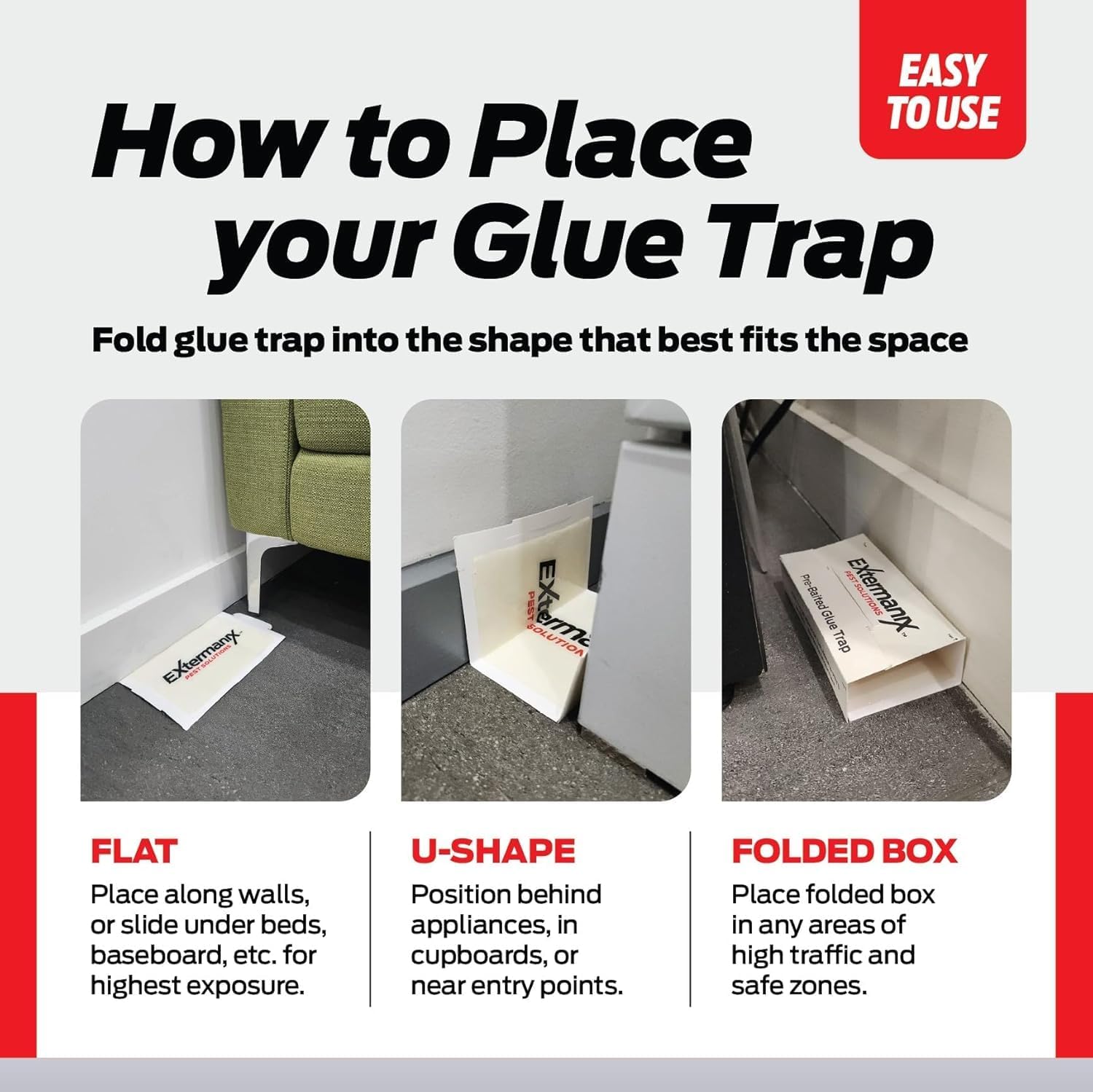 Glue Traps for Mice & Bugs – Safe Around Children & Pets – Strong Adhesive Glue for Bugs, Insects & Cockroaches – Easy to Use & Clean – Sticky Glue Traps for Indoor Use (12 Pack)