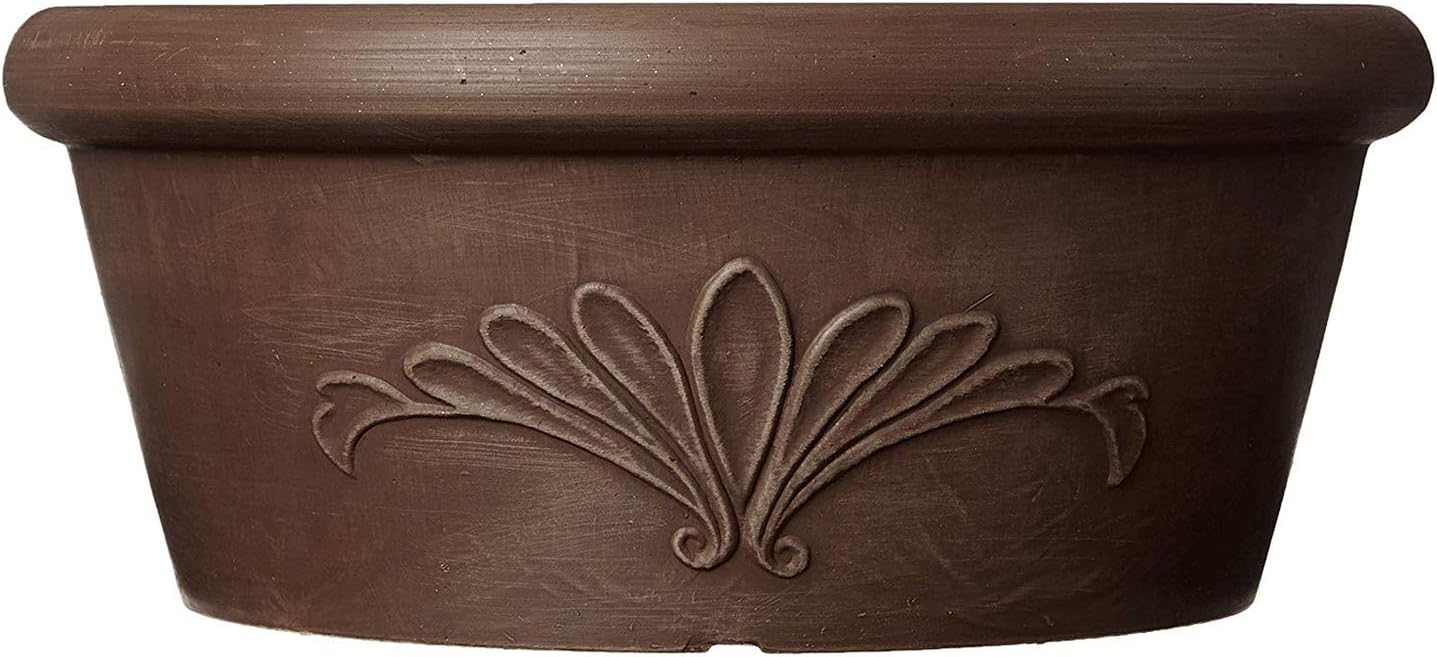 Arcadia Garden Products PSW TA25C Plastic/Stone/Wood Composite Bulb Pan – No Drainage Hole (Drillable), Planter Bowl for Succulents, Bonsai, Fairy Gardens, Herbs,10-Inch, Chocolate