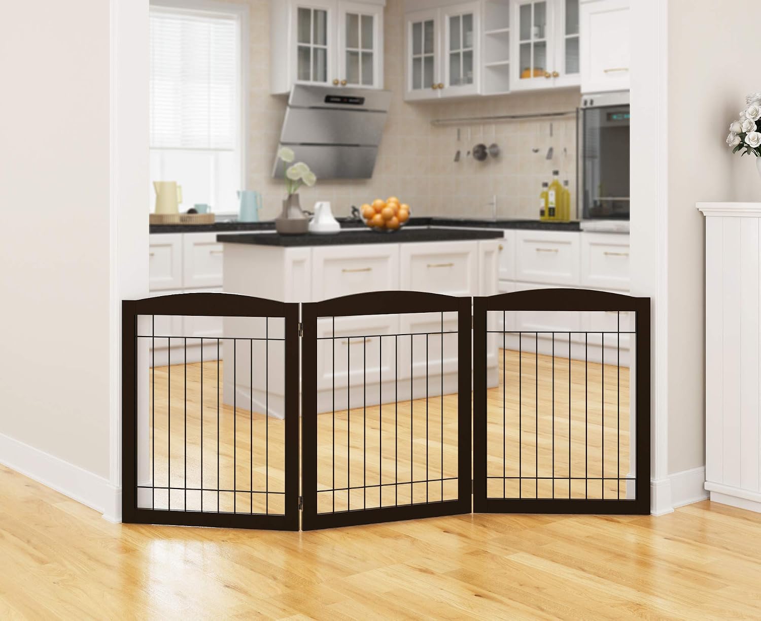PAWLAND Extra Wide Foldable Dog gate for Doorway, Indoor, 72“ Wide, 30" H