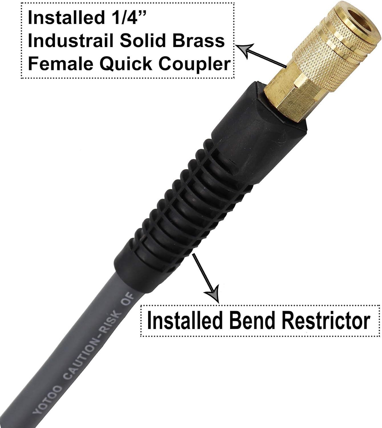 YOTOO Hybrid Air Hose 3/8-Inch by 50-Feet 300 PSI Heavy Duty, Lightweight, Kink Resistant