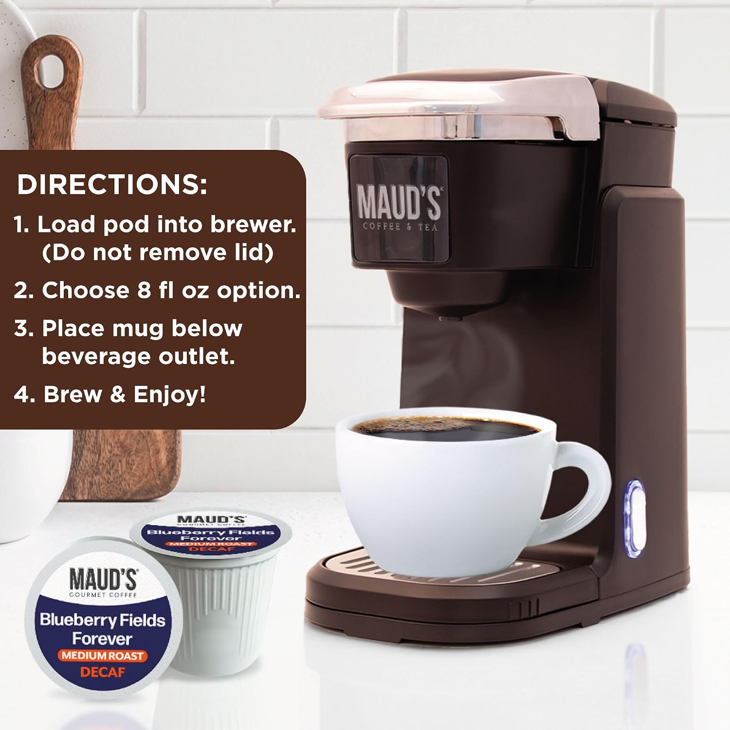 Maud’s Decaf Dark Roast Coffee Pods, 100ct | Decaffeinated Coffee in Single Serve Pods – Compatible with Keurig Coffee Makers