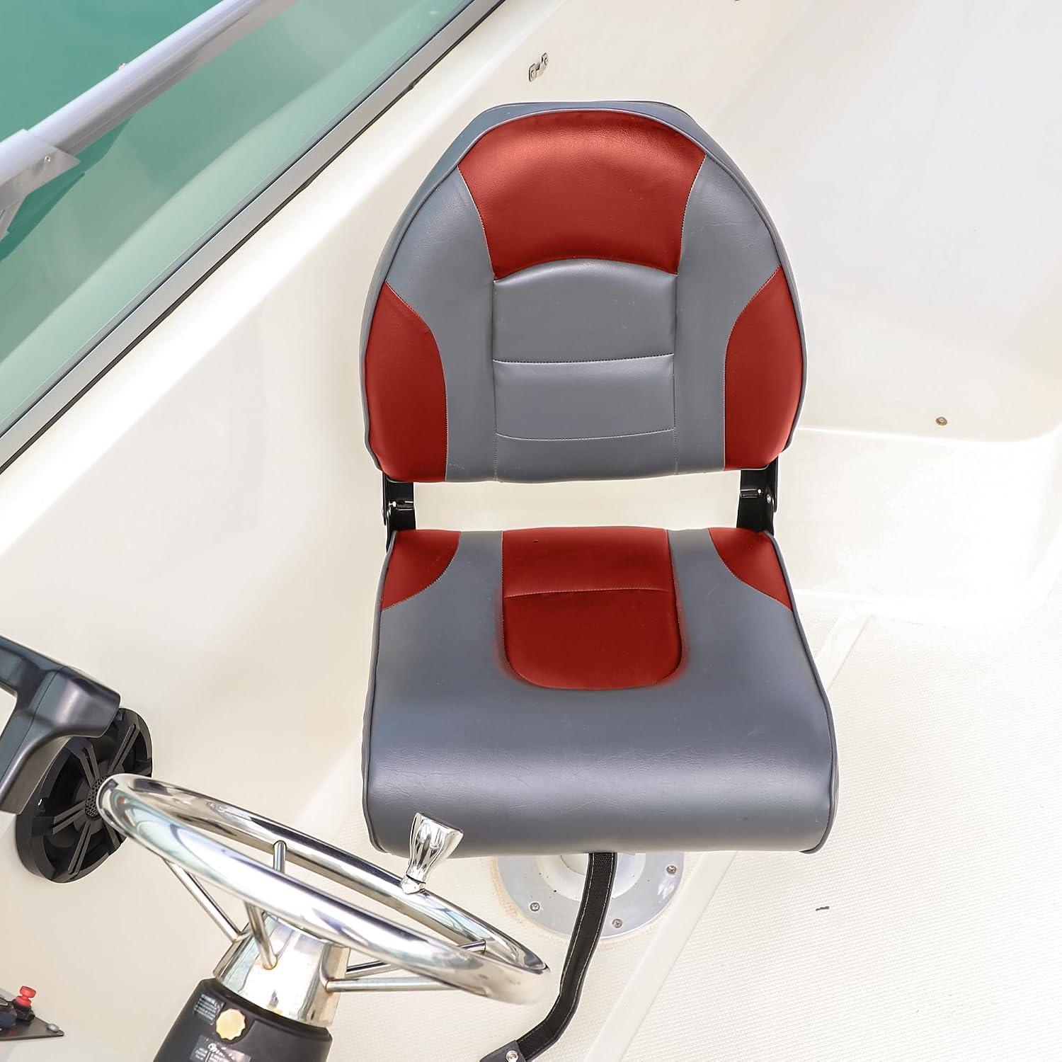 NORTHCAPTAIN Deluxe A Pair of Marine High Back Folding Boat Chair Fishing Boat Seat, for Fishing, Bass/Jon/Pontoon Boat Chairs