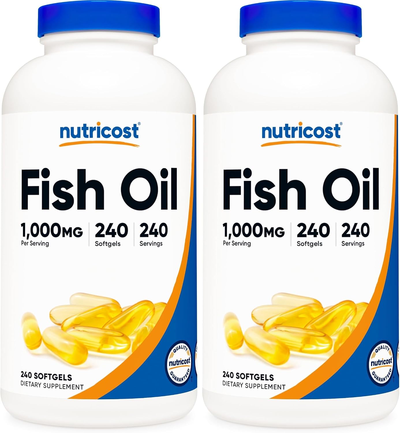Nutricost Fish Oil Omega 3 Softgels with EPA & DHA, 240 Softgels, GMO-Free | 1000mg of Fish Oil, 560mg of Omega-3, Gluten Free
