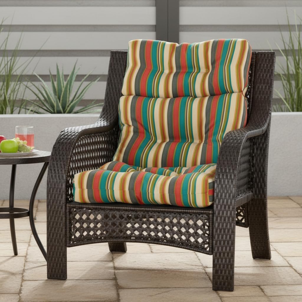 Greendale Home Fashions Outdoor 44x22-inch High Back Chair Cushions (Set of 2), Cement