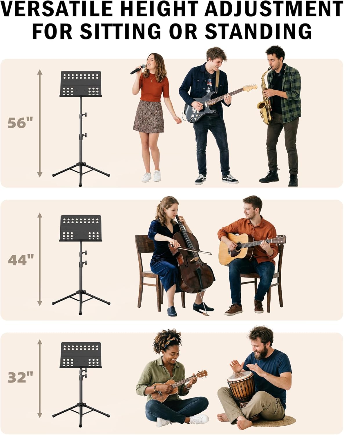 Vekkia Metal Professional Portable Perforated Sheet Music Stand