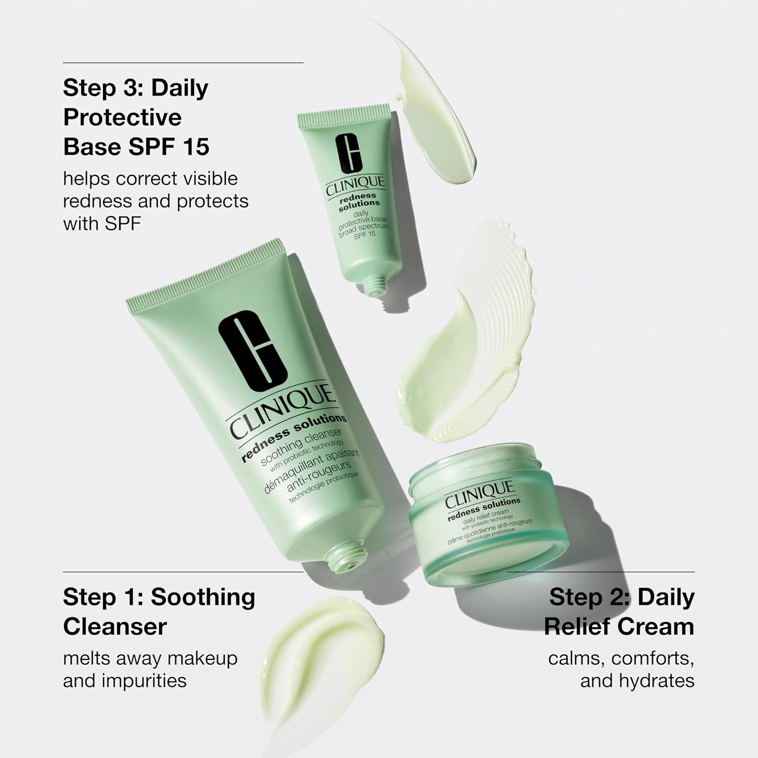 Clinique Redness Solutions Redness Regimen Skincare Set | Soothing Cleanser, 2.5 Fl Oz | Daily Relief Cream