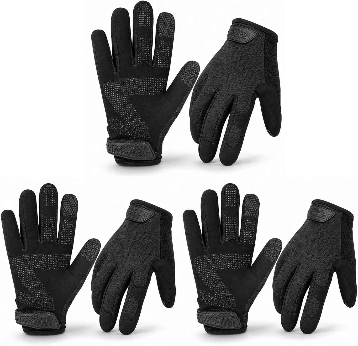 OZERO Work Gloves for Men Women, Mechanic Working Gloves Touchscreen Grip | Synthetic Leather Silicone Palm, EN388 Tested, Breathable Flex Fit, Hook-and-Loop Cuff, Utility Garden Gloves for Yardwork
