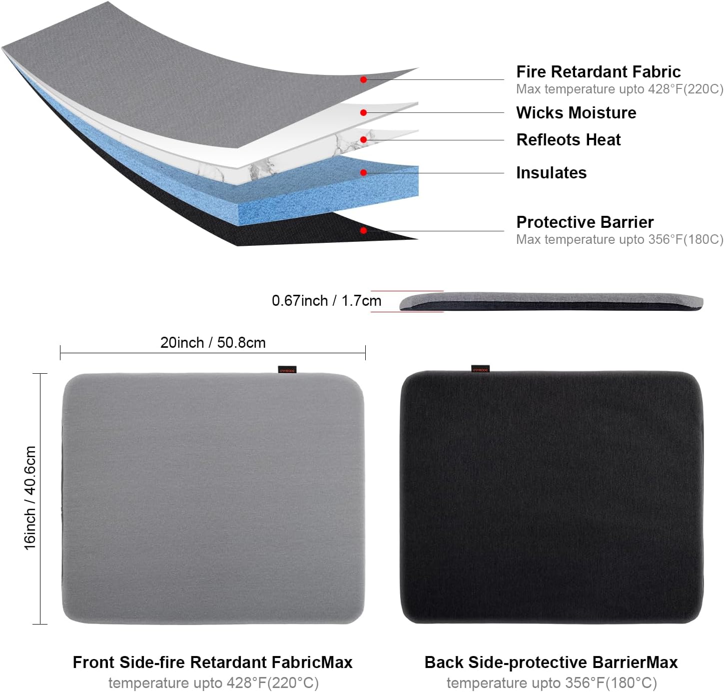 DOOHALO Heat Press Mat for Cricut Easy Press Craft Iron-on Mat for Power Heat Press Machine for Craft Vinyl Ironing Insulation Transfer T Shirts and