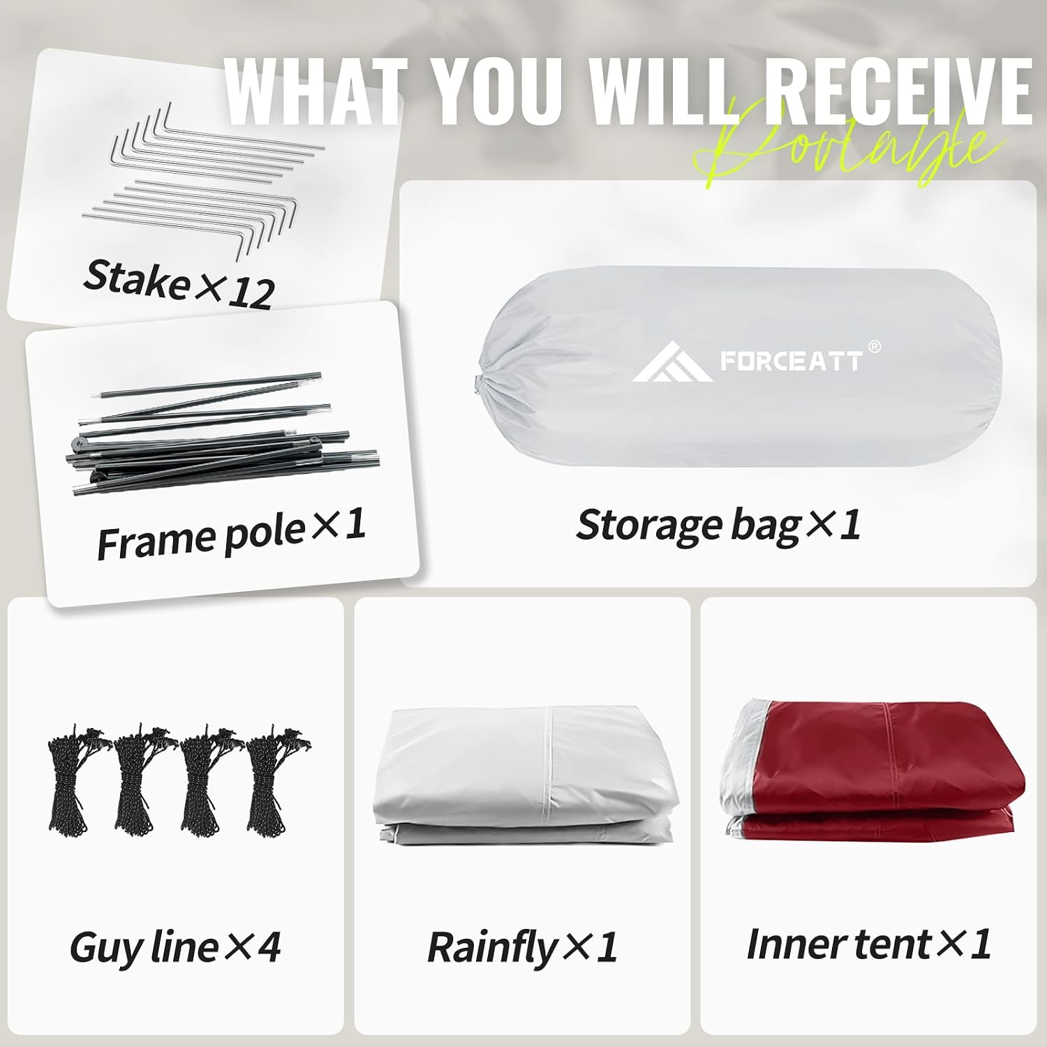 Forceatt Tent for 2 and 3 Person is Waterproof and Windproof, Camping Tent for 3 to 4 Seasons