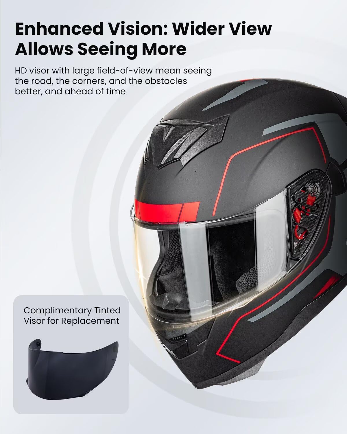 ILM Full Face Motorcycle Helmet for Motocross Street Bike DOT Certified 2 Visors Model-317(Gloss Black, L)