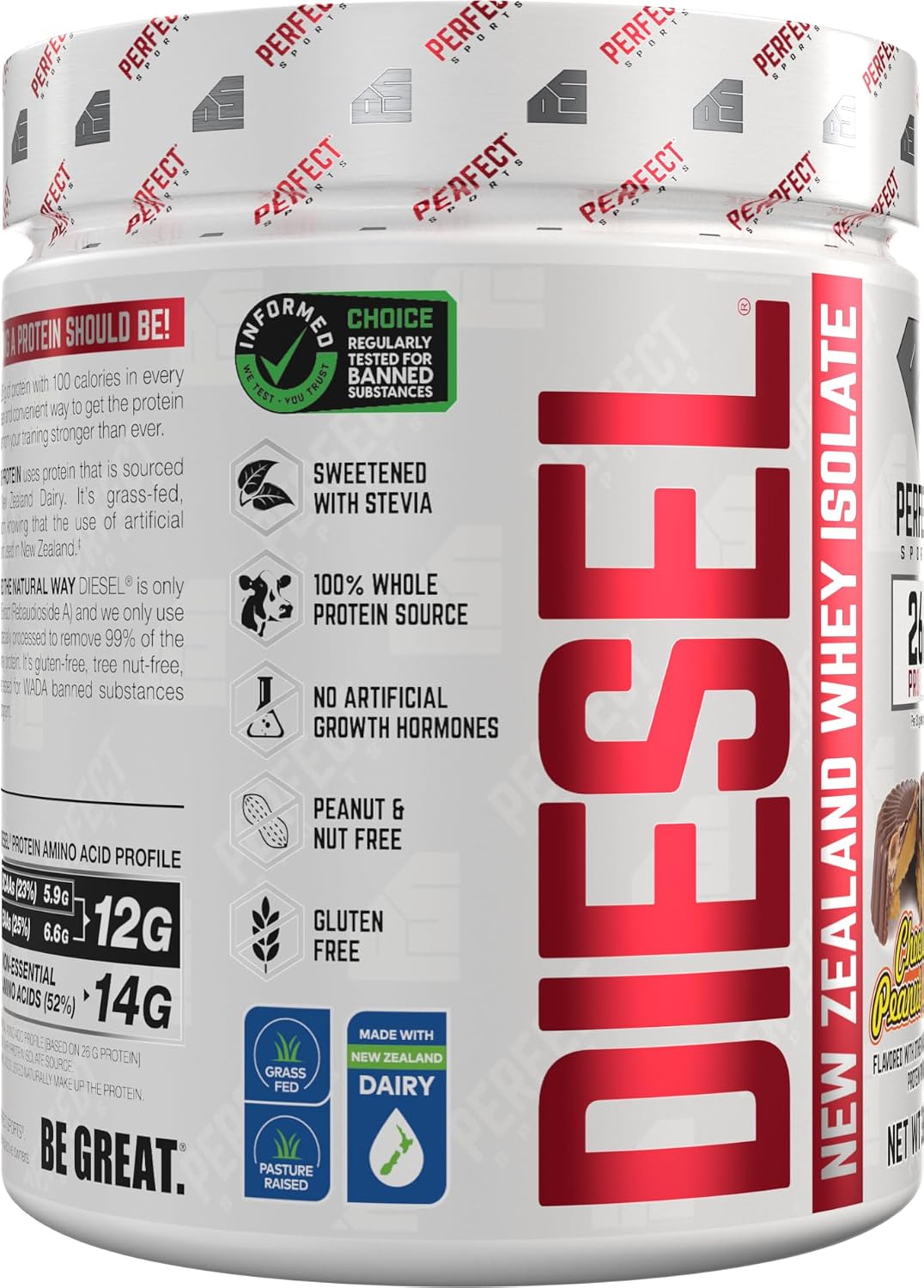 PERFECT SPORTS Diesel Whey Protein Isolate, Milk Chocolate, 2 lb