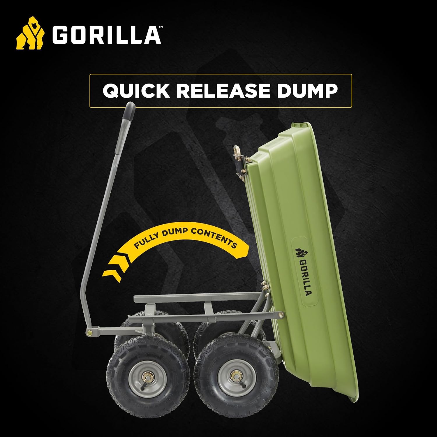 Gorilla Carts Poly Garden Dump Garden Cart with Easy to Assemble Steel Frame, Camping Wagon with Quick Release System, 1200 Pound Capacity, and 13 Inch Tires | 1,200-lb Capacity, 6 Cu Ft Tub Poly Dump Cart with Quick-Release Dump for Bigger Yard Cleanup…