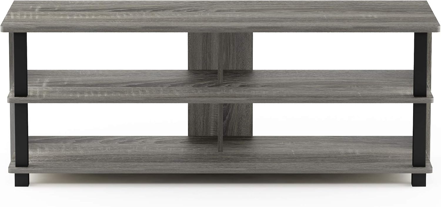 Furinno Beginning TV Stand, 2-Tier Rectangular Entertainment Center with Shelf, TV Console for TV up to 36 Inch, Open Back, for Living Room, Bedroom, French Oak
