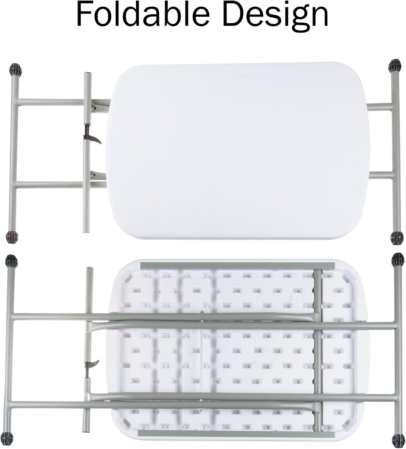 Lavish Home Small Adjustable Folding TV Tray Table, White, 19”H-24”H-28”H | Indoor and Outdoor Portable Lightweight Table, Plastic Snack Table, Small Desk for Laptop, Cards, Camping, Crafting, Party