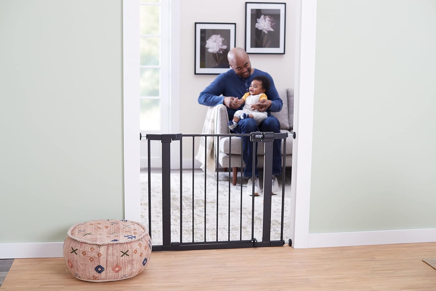 Safety 1st Easy Install Walk Thru Baby Gate for Doorway With Door, Dog Gates, Fits 29"-38", Easy Install 28" Tall, White