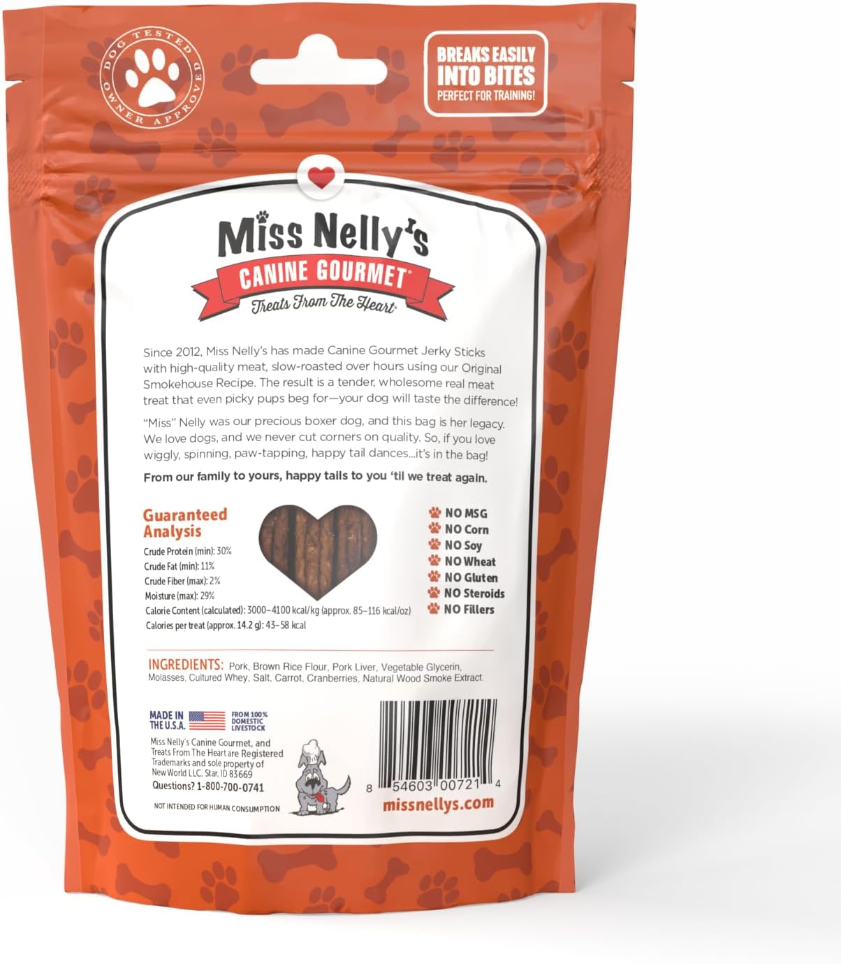 Miss Nelly's- All Natural Beef Jerky Dog Treats Made in USA Only, 16 oz Bag