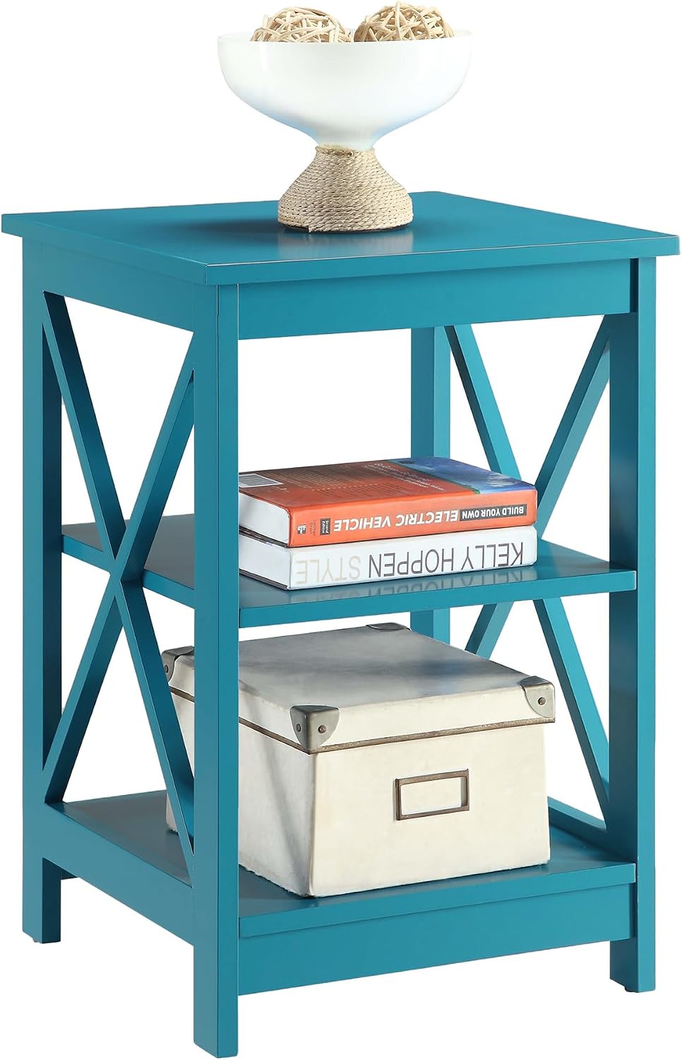 Convenience Concepts Oxford End Table 15.75" - Modern Living Room Table with Storage Shelves, Transitional Nightstand Side Table for Home Decor and Display, Espresso