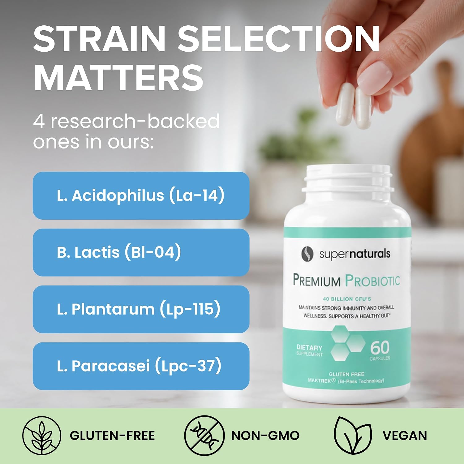 Premium Probiotics, 40 Billion CFU Probiotics for Digestive Health, Made with MAKTrek Bipass Technology, Women & Mens Probiotics for Gut Health
