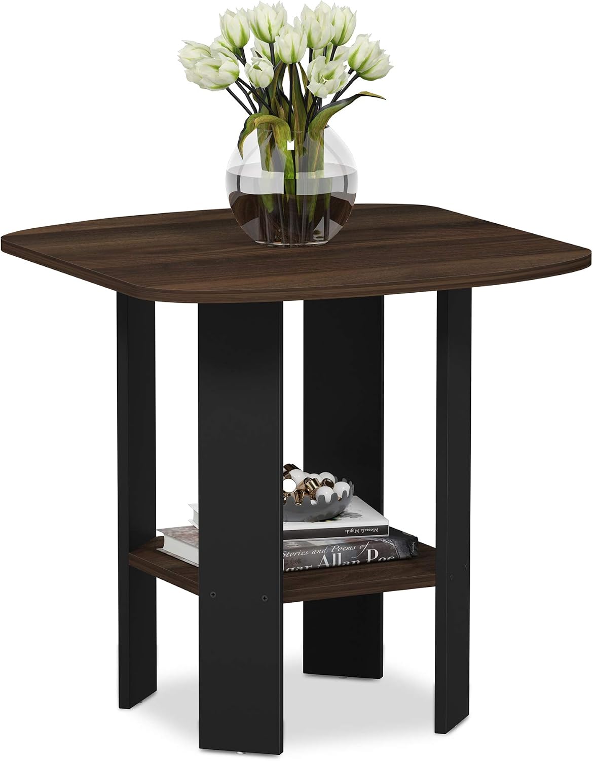 Furinno SIMPLE DESIGN Side Table, 2-Tier Modern End Table with Soft Edges, Open Shelves Night Stand, Bedside Table, for Living Room, Bedroom, French Oak