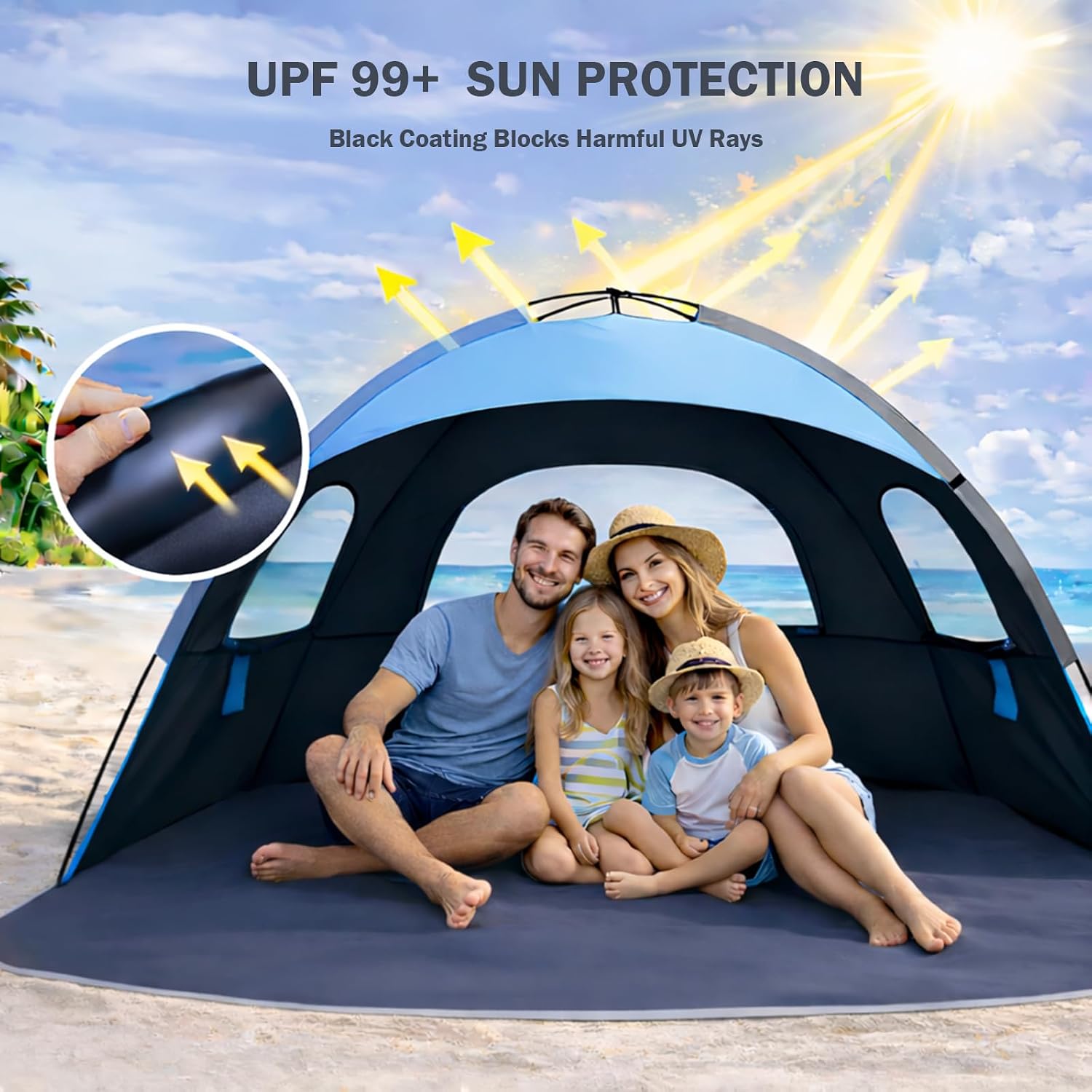 NXONE Beach Tent Sun Shelter, UPF 50+ UV Protection, Easy Setup