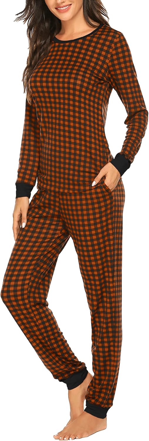 Ekouaer Womens Pajamas Sets Long Sleeve Tops with Jogger Pants