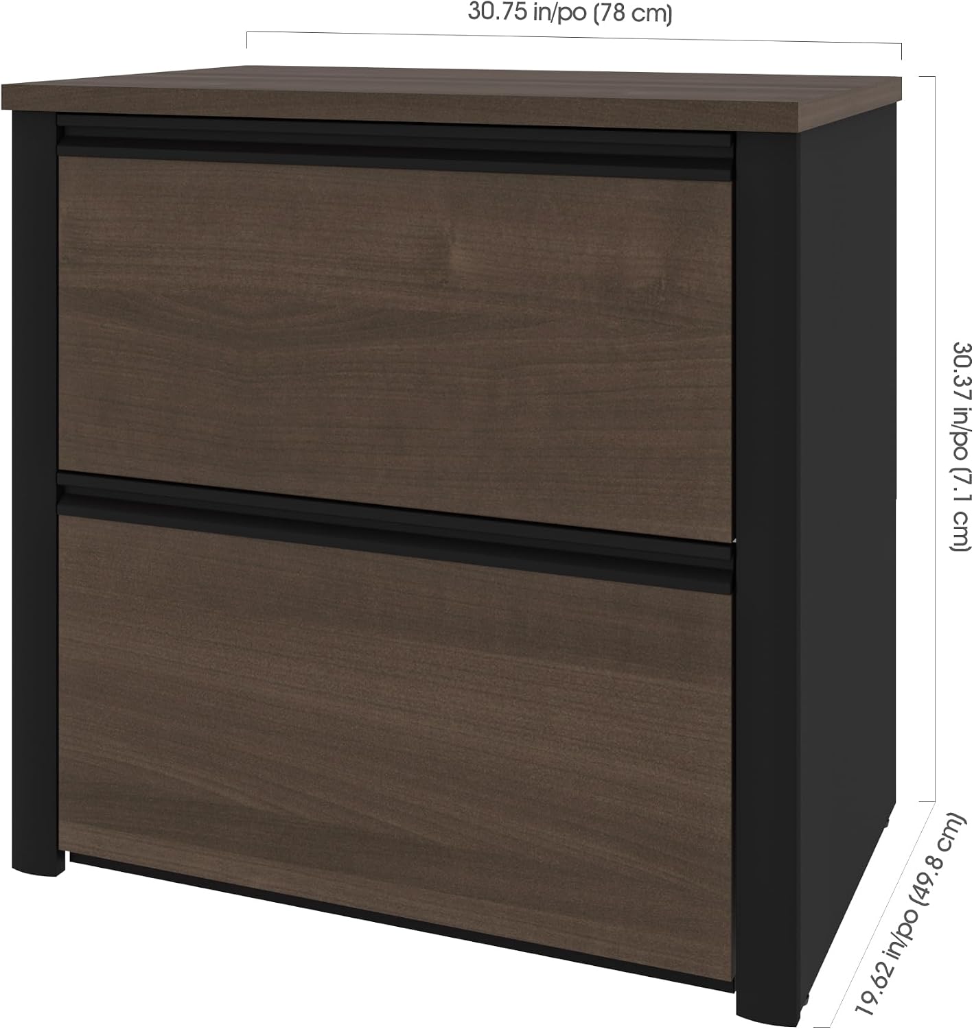 BESTAR Connexion Lateral File Drawer (Ready-to-Assemble), 30", Slate/Sandstone | Ready-to-Assemble; Adjustable leg levelers; ball-bearing drawer slides; Particle board construction