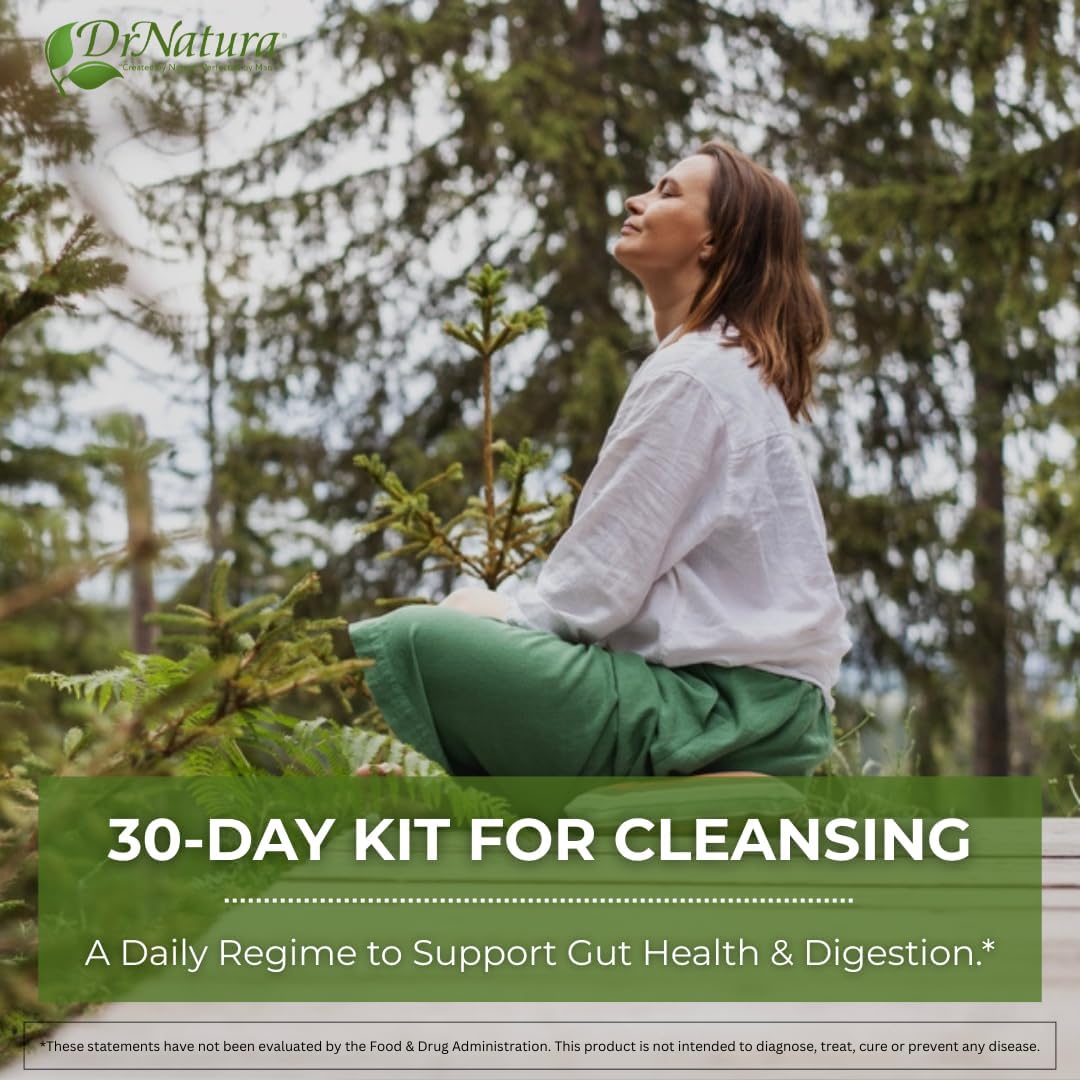 DrNatura Colonix 3-Part Colon Cleanse Kit – Whole Psyllium Husk Fiber Powder, Herbal Capsules & Herbal Tea, 30 Day Digestive & Gut Support Program, 16 oz (Pack of 1)