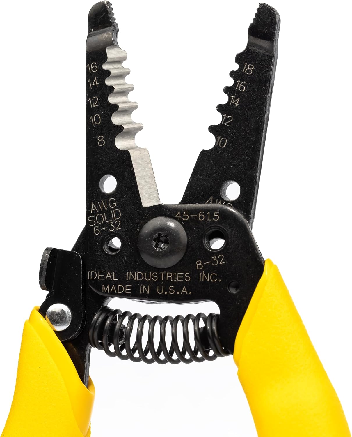 IDEAL Electrical Reflex Super T-Stripper Wire Strippers, 8–16 AWG Solid, 10–18 AWG Stranded, Ergonomic Wire Cutter and Stripping Tool with Textured Sleeves, Locking Handle