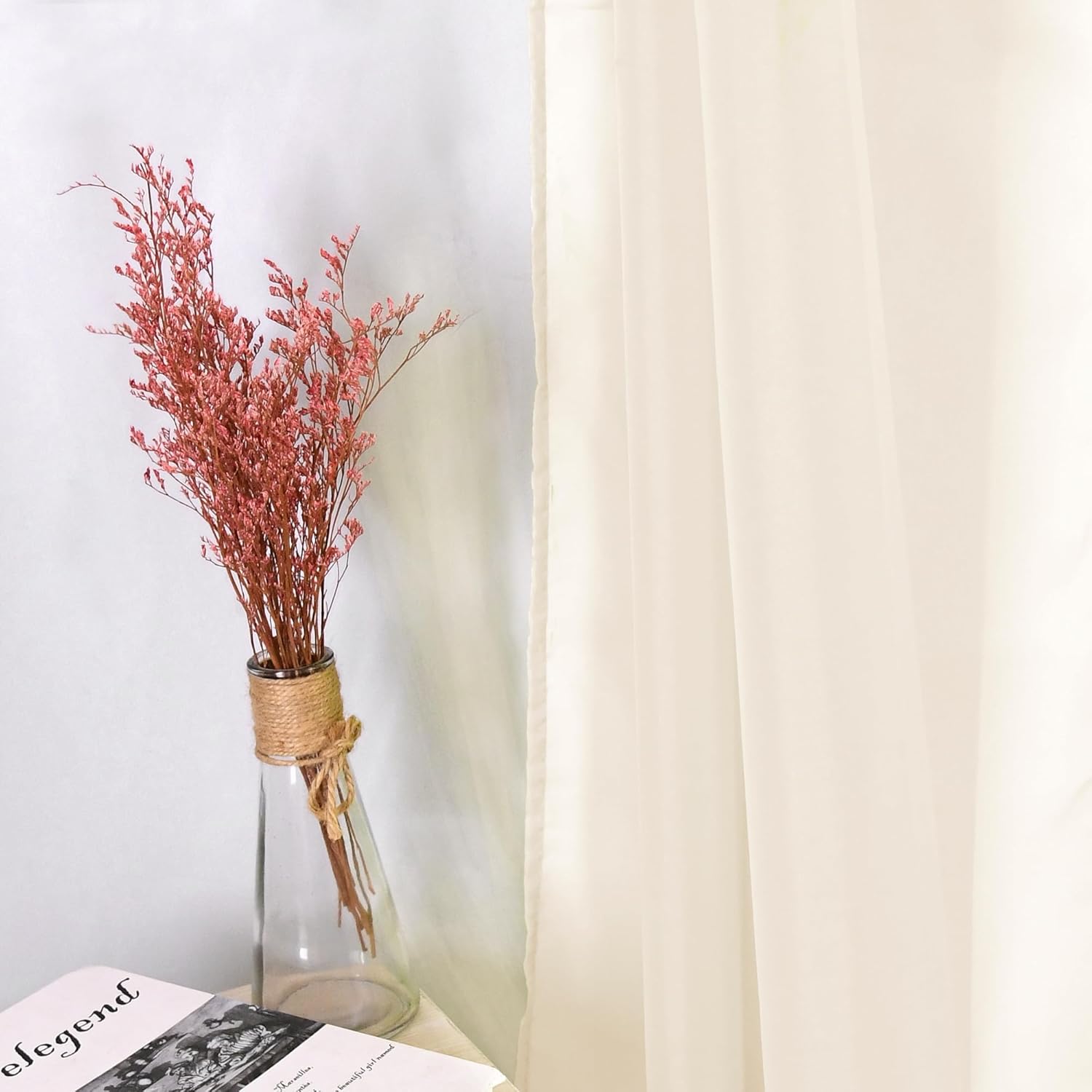 HUTO Light Pink Sheer Window Scarf Valances for Girls Room Sheer Soft Voile Curtain Scarves for Wedding Party 216 Extra Long