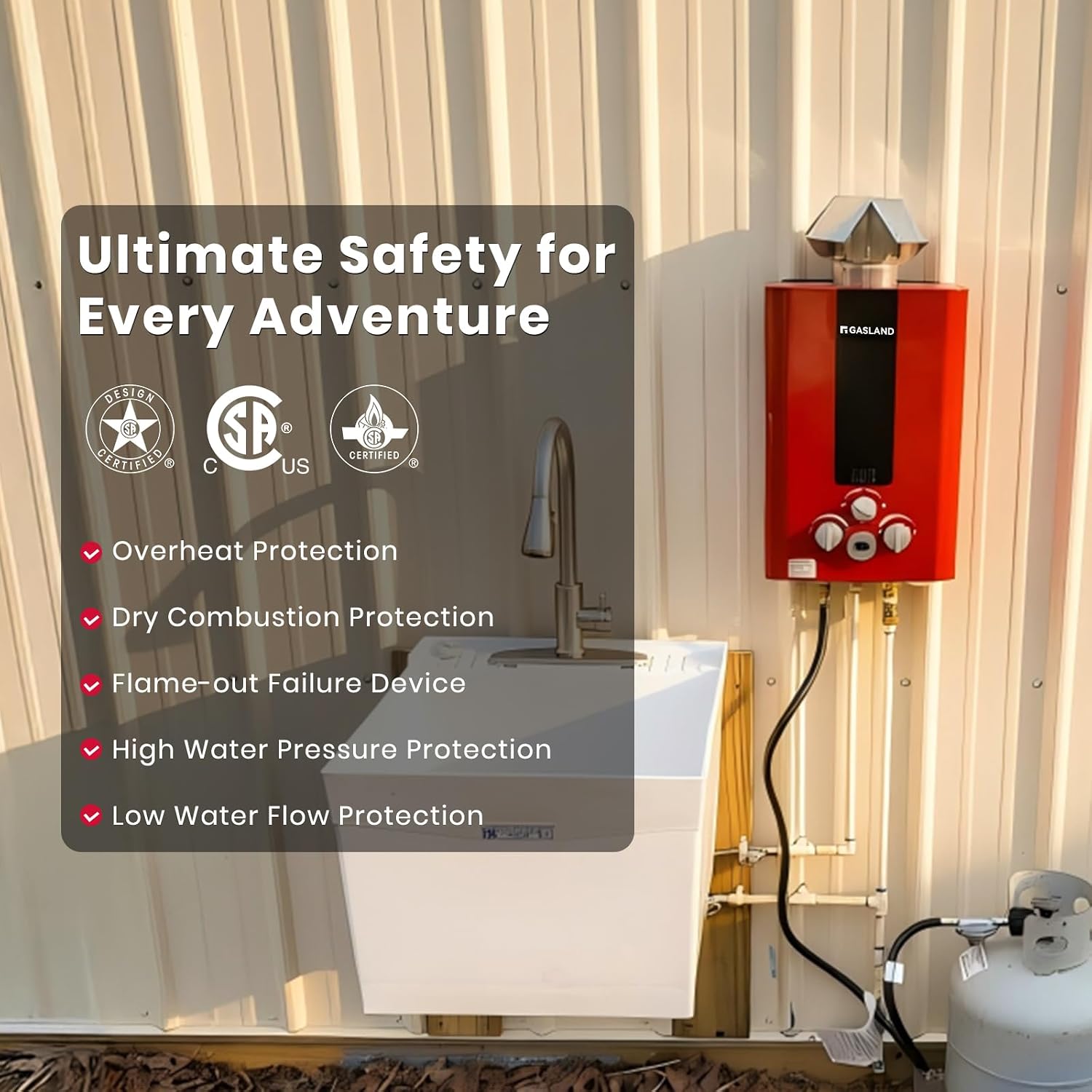 GASLAND BE158L Tankless Water Heater Propane | CSA Certified | 6L 1.58 GPM