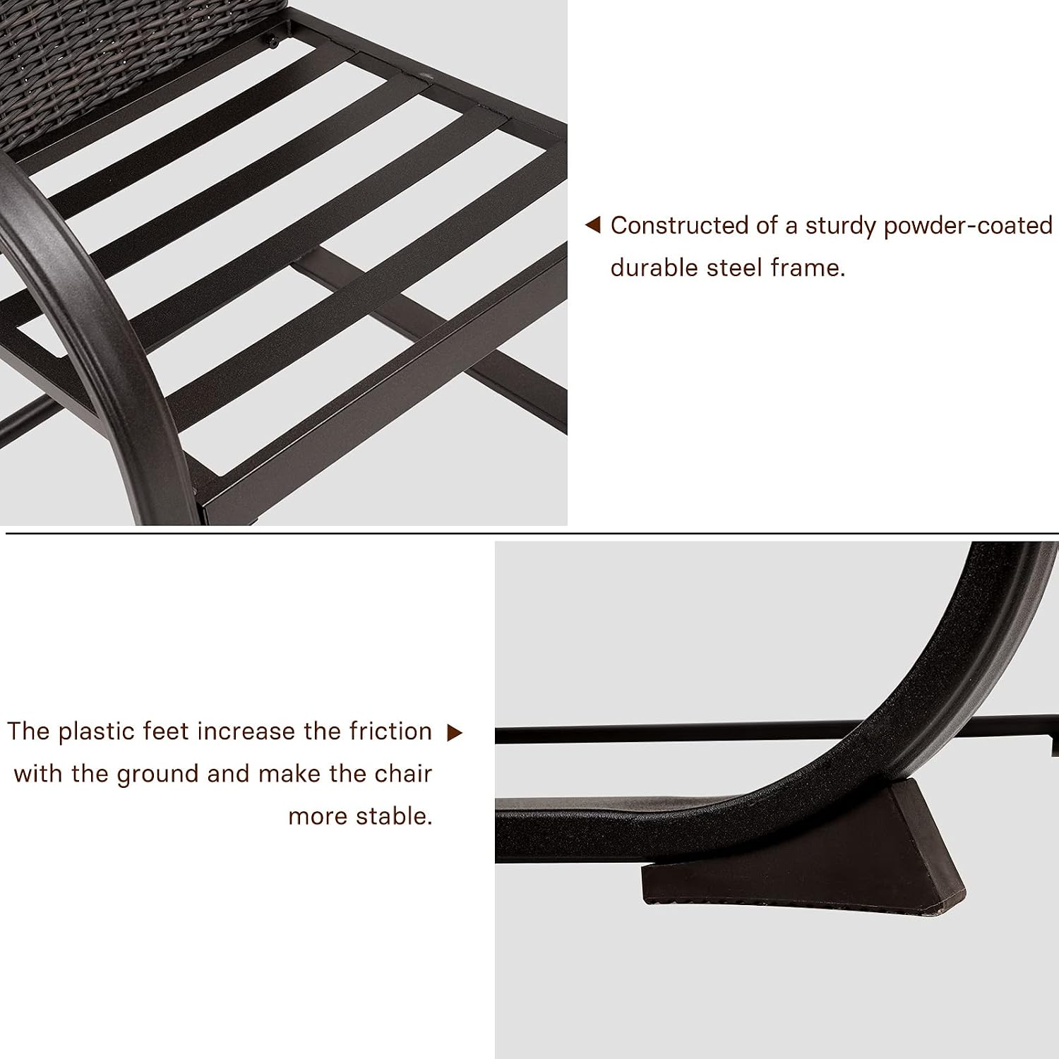 Grand patio 4 Pieces Outdoor Patio Metal Dining Chairs, C-Spring Motion Wicker Dining Chairs Set of 4 with Seat Cushions for Lawn Garden Backyard Deck