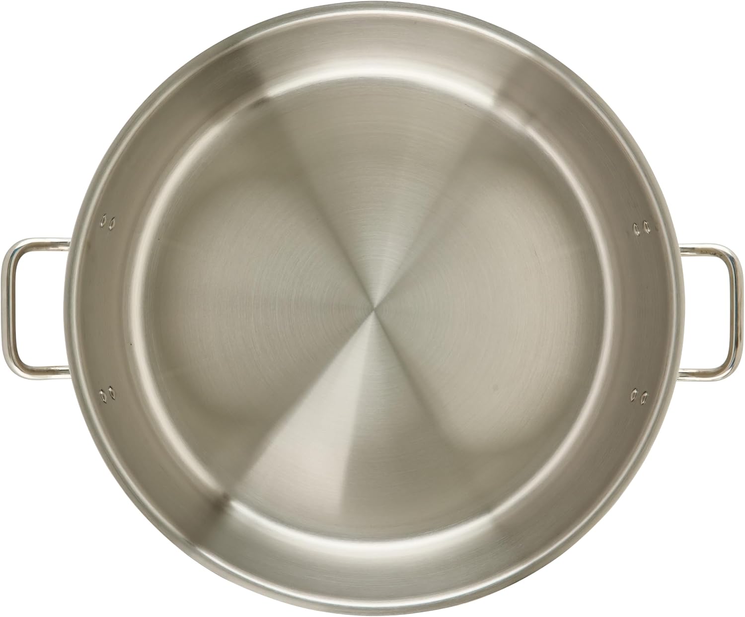 Winco 15 qt Stainless Steel Brazier Pan with Lid | Flat bottom, Wide base, Riveted handles, Induction safe, Great for Braising, Simmering, Batch Cooking and Restaurant Kitchens