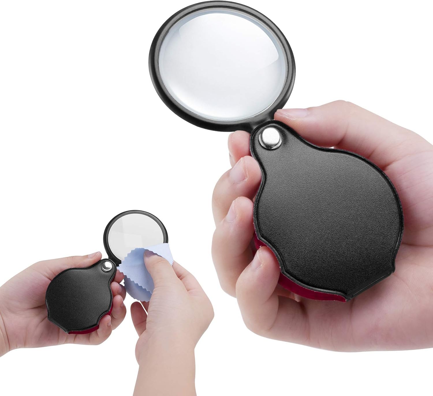2PCS Small Magnifying Glasses for Kids/Senior, 10X Pocket Magnifier