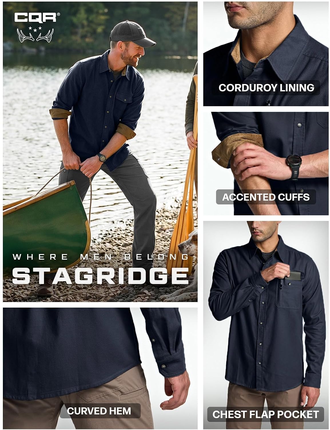 CQR Men's 100% All Cotton Button Down Flannel Shirts, Long Sleeve Brushed Warm Soft Casual Outdoor Plaid Shirt