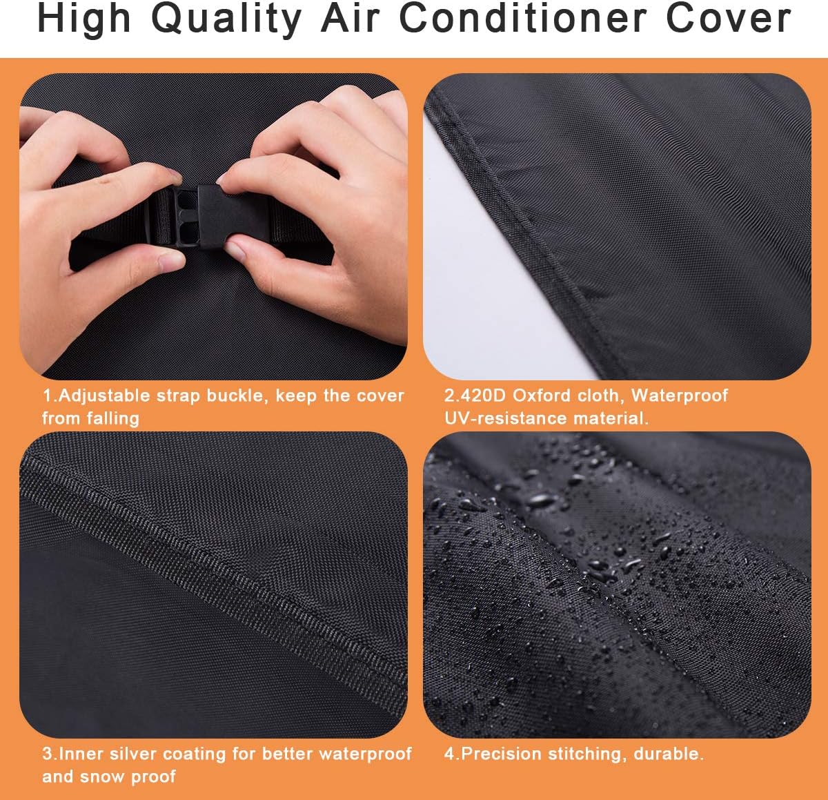 Luxiv Window AC Unit Cover Outdoor, Black Waterproof AC Cover 21X16X15 In
