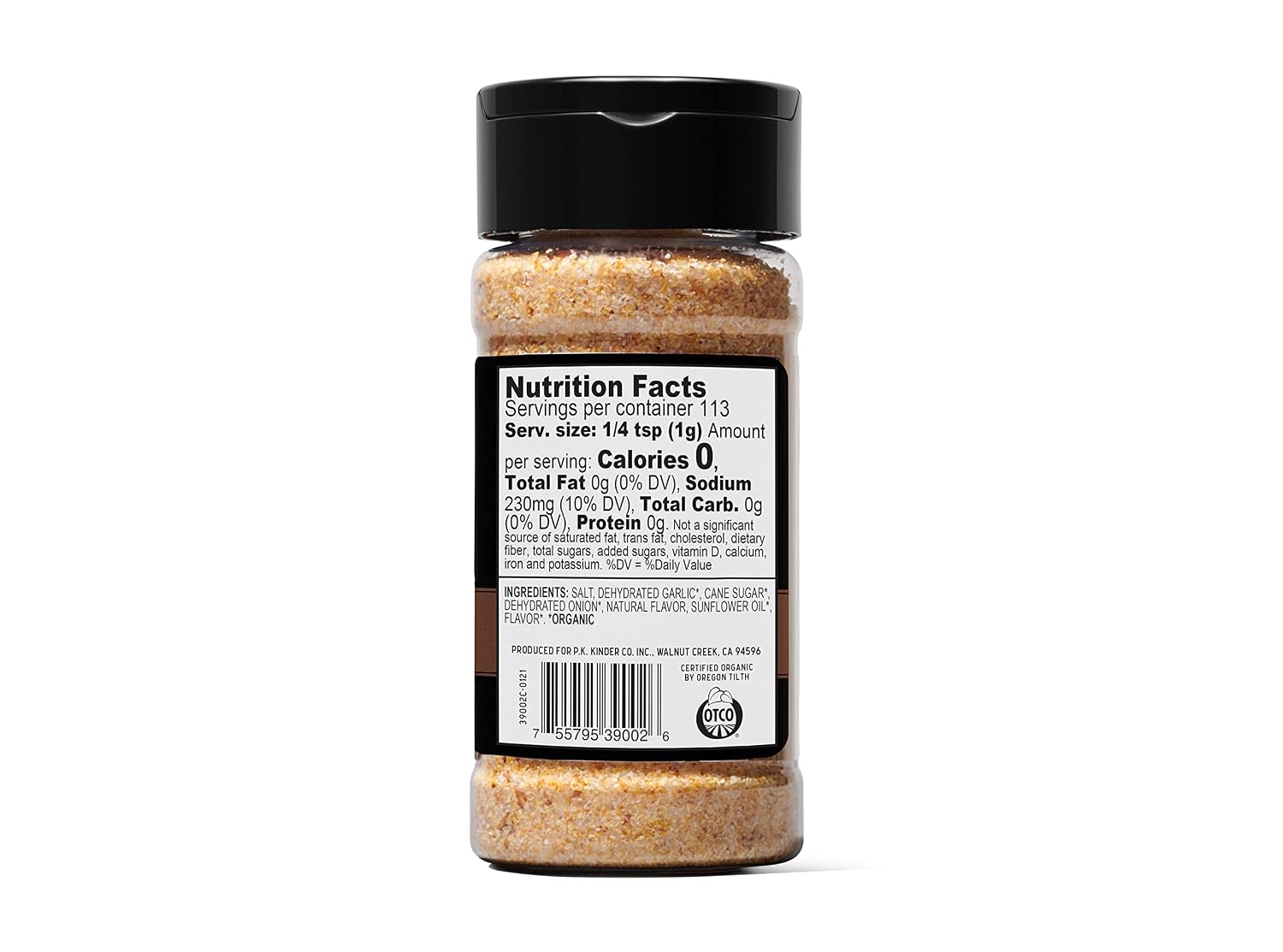 Kinder's Organic Buttery Garlic Salt, Premium Quality Seasoning, MSG Free and USDA Certified Organic, 2.75 oz