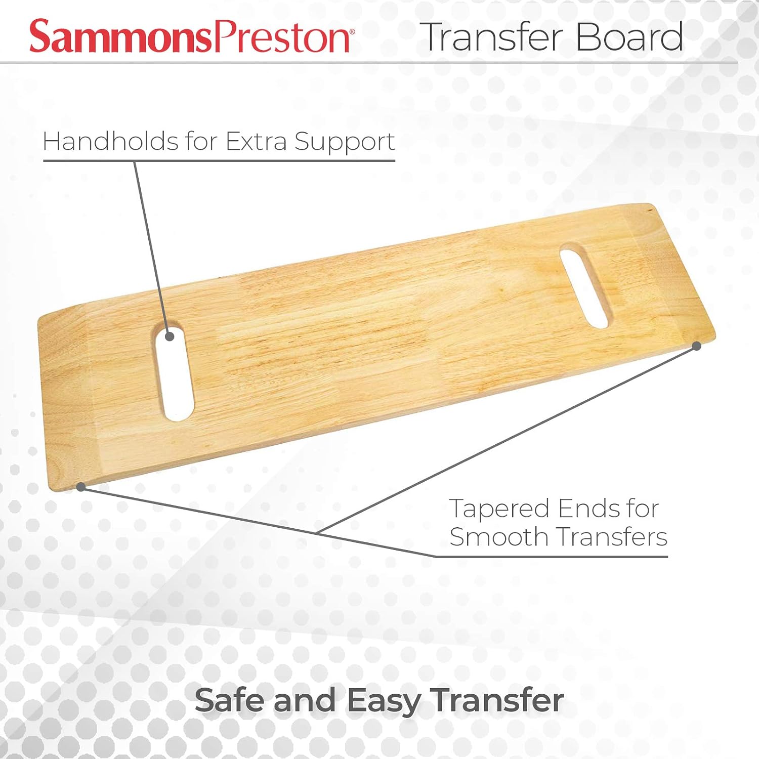 Sammons Preston Transfer Board with Slots, Geriatric Transfer Tool for Elderly, Handicapped, & Disabled Individuals