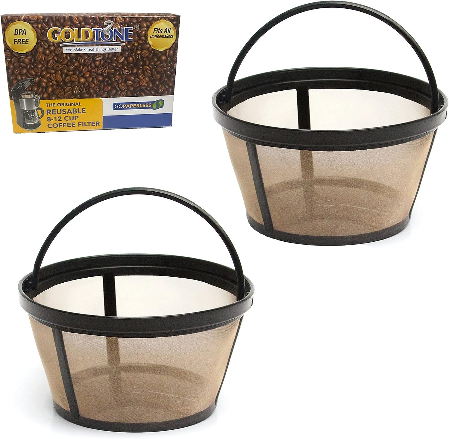 GOLDTONE Reusable 8-12 Cup Basket Coffee Filter fits Mr. Coffee Makers and Brewers, Replaces your Paper Coffee Filters, BPA Free
