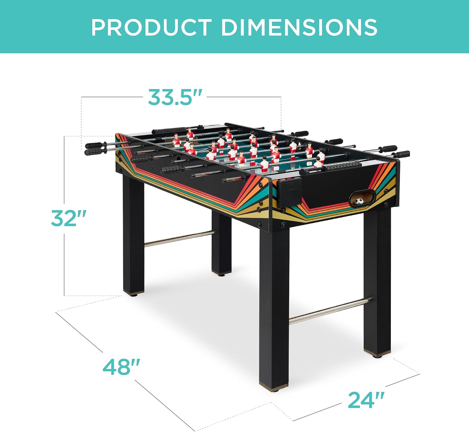 Best Choice Products Foosball Table for Kids and Adults, Game Room Soccer Game Table w/ 2 Balls, 2 Cup Holders, Ergonomic Handles, Chrome Finished Metal Bars