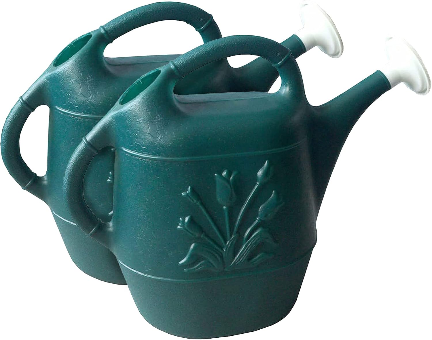 Union Products 63066 2 Gallon Plastic Indoor/Outdoor Watering Can w/Tulip Design for Garden, Potted Plants, & Patio Pots, Caribbean Blue