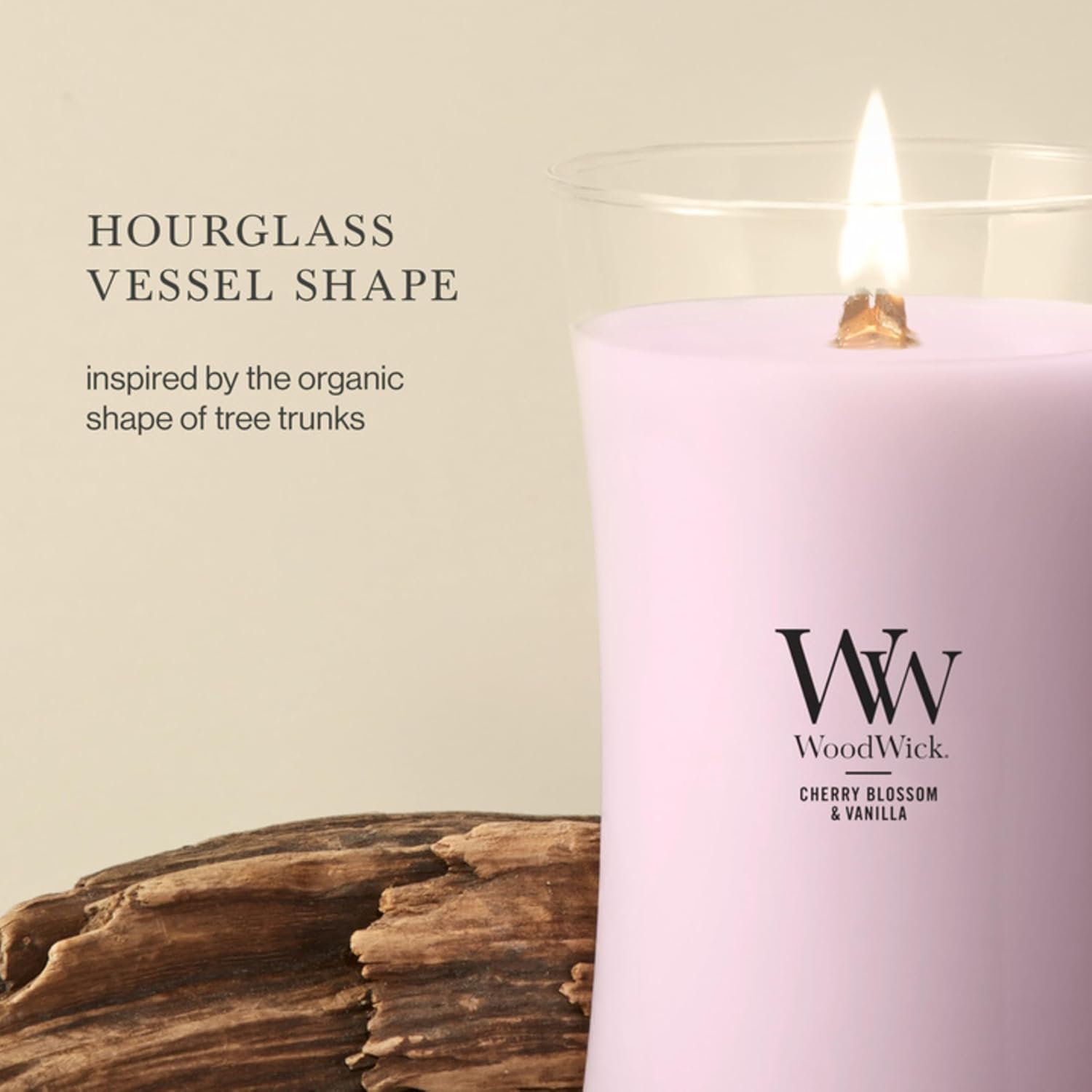 WoodWick Fireside Holiday Candle Gifts for Women and Men, 9.7 oz Medium Hourglass Candle with Crackling Wick