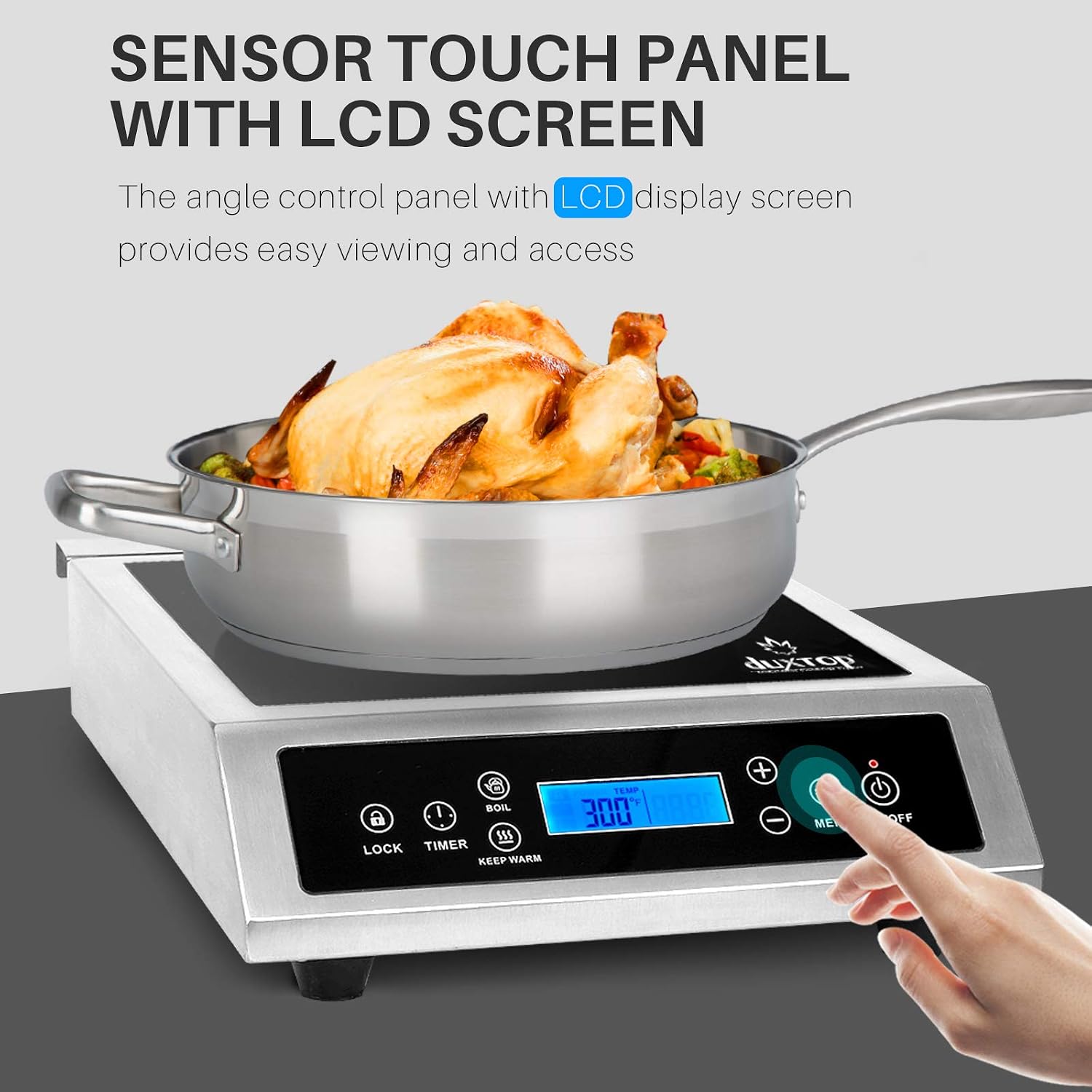 Duxtop Professional Portable Induction Cooktop, Commercial Range Countertop Burner, 1800 Watts Induction Burner with Sensor Touch and LCD Screen