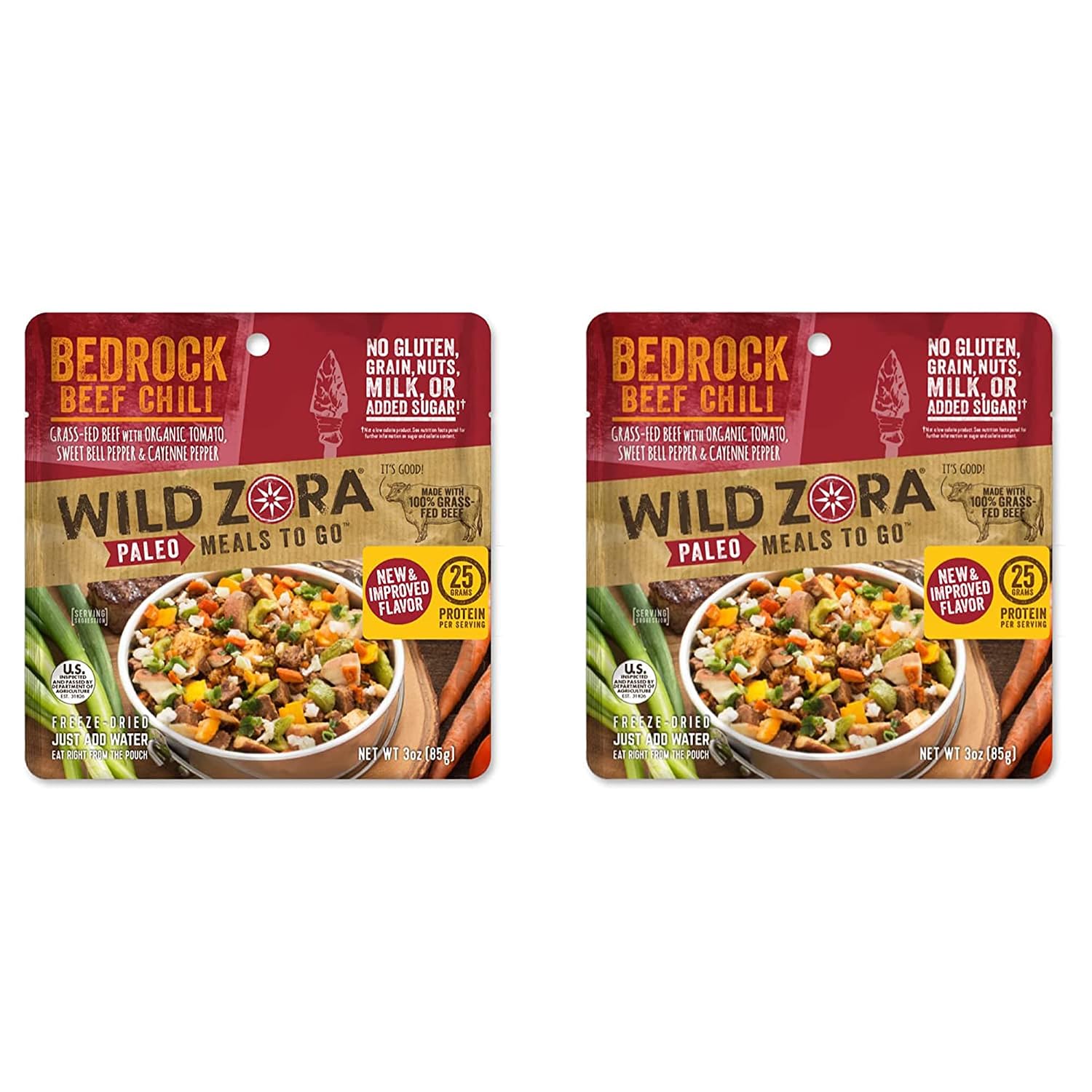 Wild Zora Paleo Freeze Dried Meals for Backpacking & Camping - Healthy Gluten Free & Grain Free Camping Meals/Backpacking Food + No Added Sugar - Great for Travel (Cliffside Coconut Berry 2-Pack)