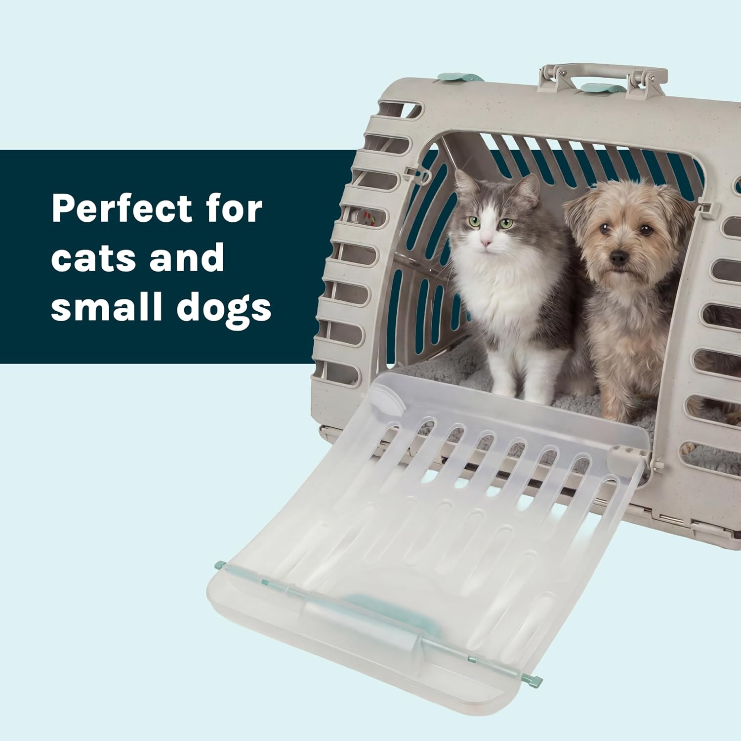 SportPet Large Hard-Sided Travel Cat Carrier - Cat Carrier with Patented Wide Side-Opening Door
