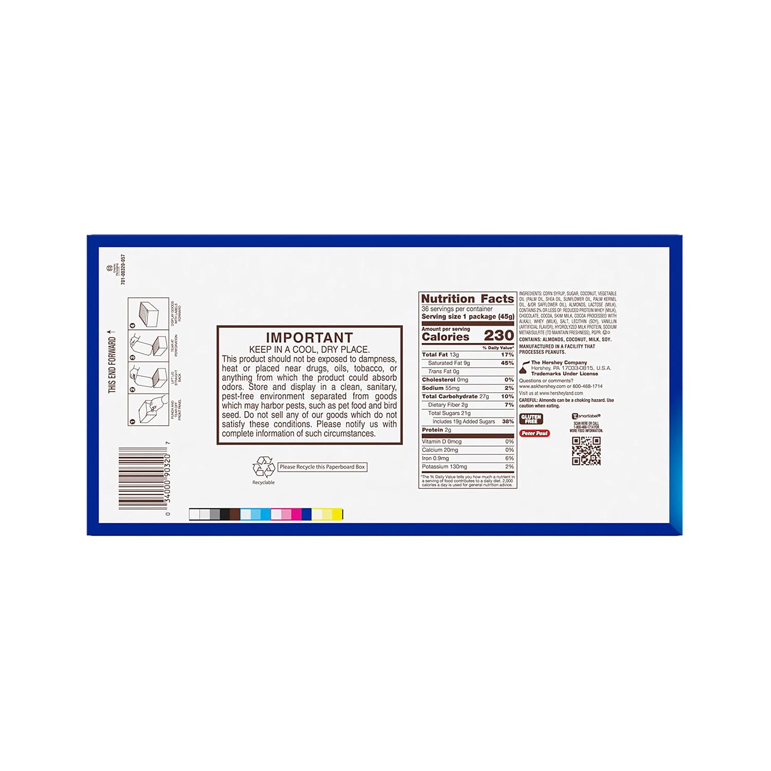 ALMOND JOY Coconut and Almond Chocolate Candy Bars, 1.61 oz (36 Count)