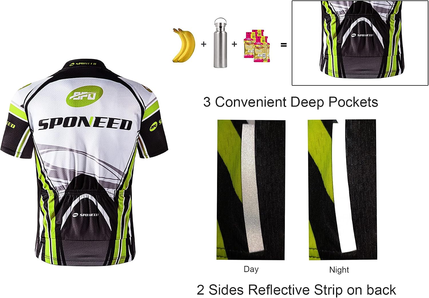 sponeed Men's Cycling Jersey and Bib Short Suit Bicycle Wear Padded Bike Tights