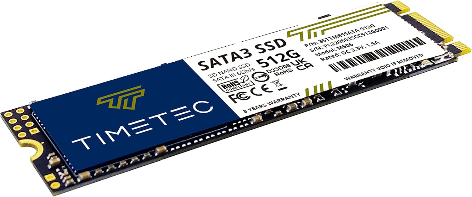 Timetec 1TB SSD 3D NAND SATA III 6Gb/s M.2 2280 NGFF 512TBW Read Speed Up to 550MB/s SLC Cache Performance Boost Internal Solid State Drive for PC