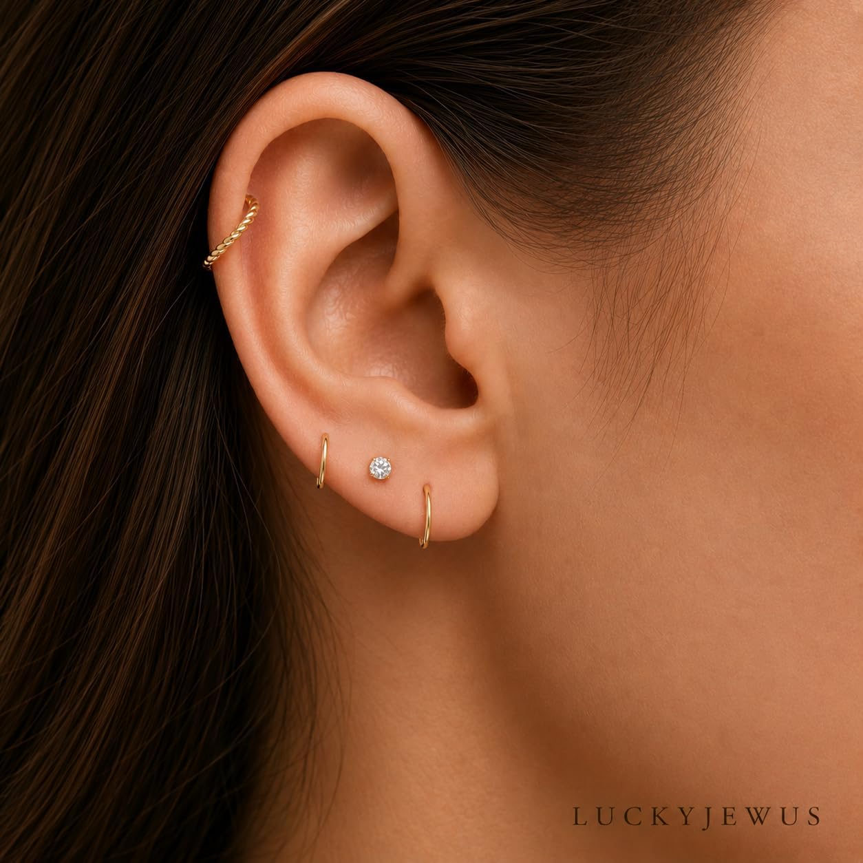 Small Gold or Sterling Silver Huggie Hoop Earrings for Women Cartilage Nose Helix Tragus