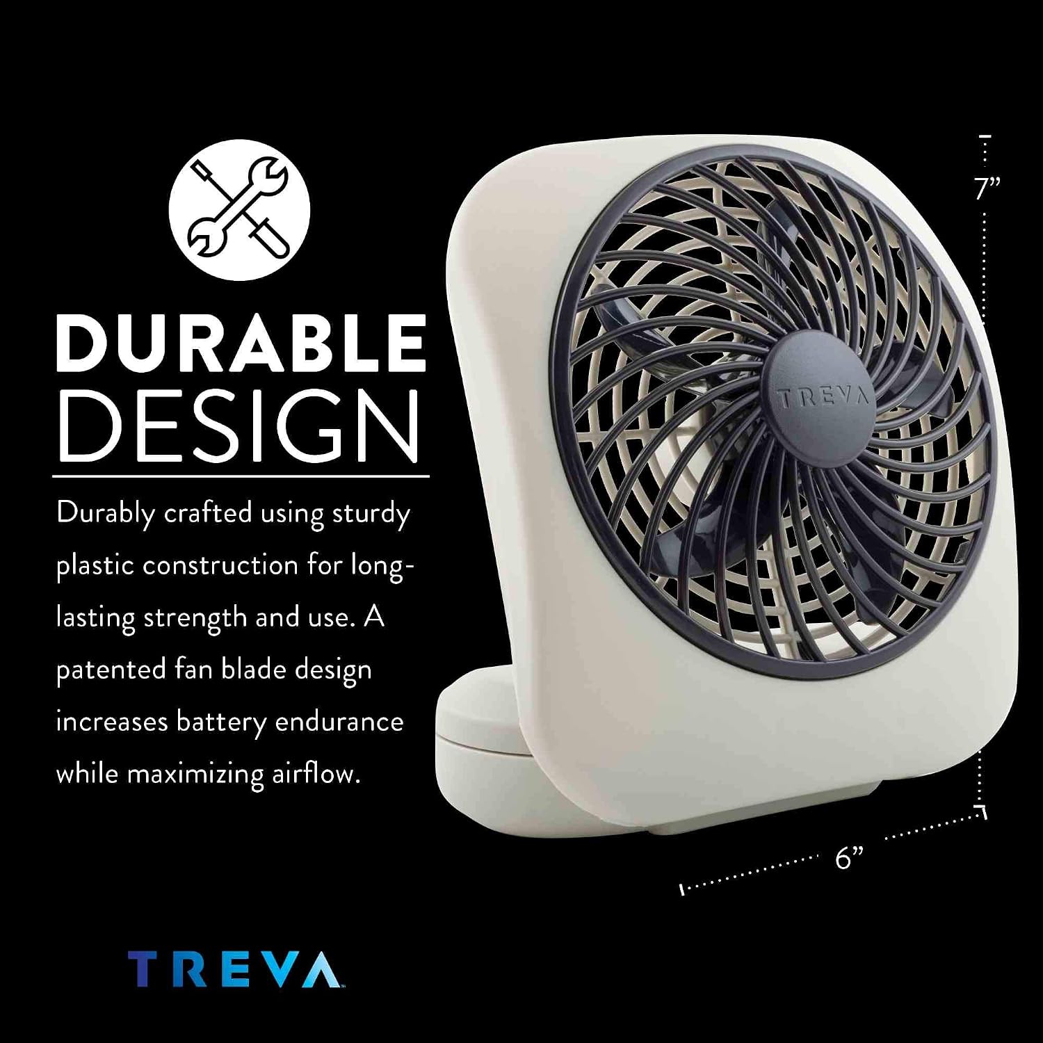O2COOL Treva 5 in Portable Battery Powered Desk Fan 2-Speed Black | Yes